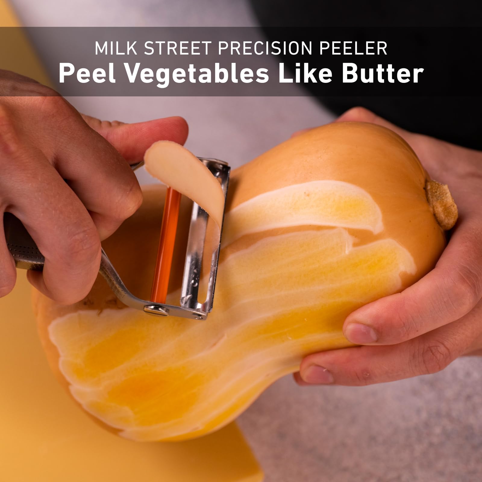 Milk Street Precision Peeler compact design fits small kitchen drawers.