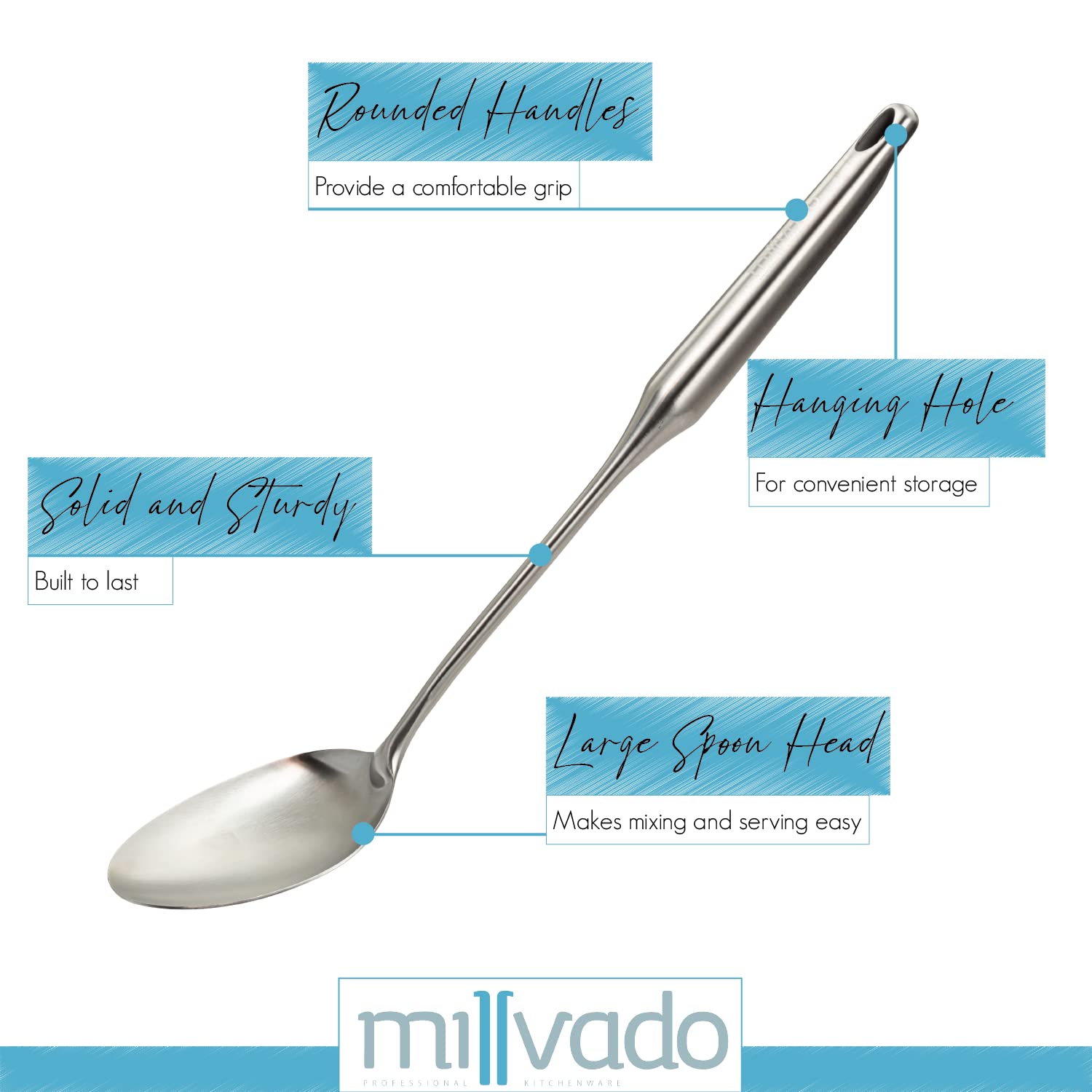 Millvado stainless steel spoon perfect for basting juicy meats