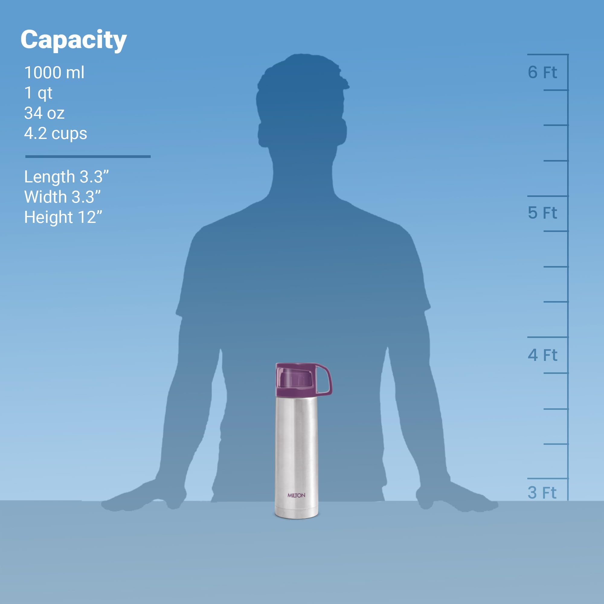 Milton Thermosteel Glassy purple finish adds style and practicality.