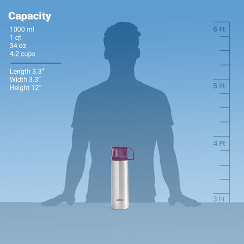 Milton Thermosteel Glassy purple finish adds style and practicality.