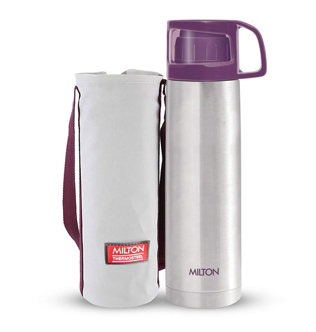 Milton Thermosteel Glassy vacuum insulation keeps drinks hot or cold up to 24 hours.