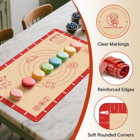 Mimekitchen non-slip surface keeps dough in place during kneading.