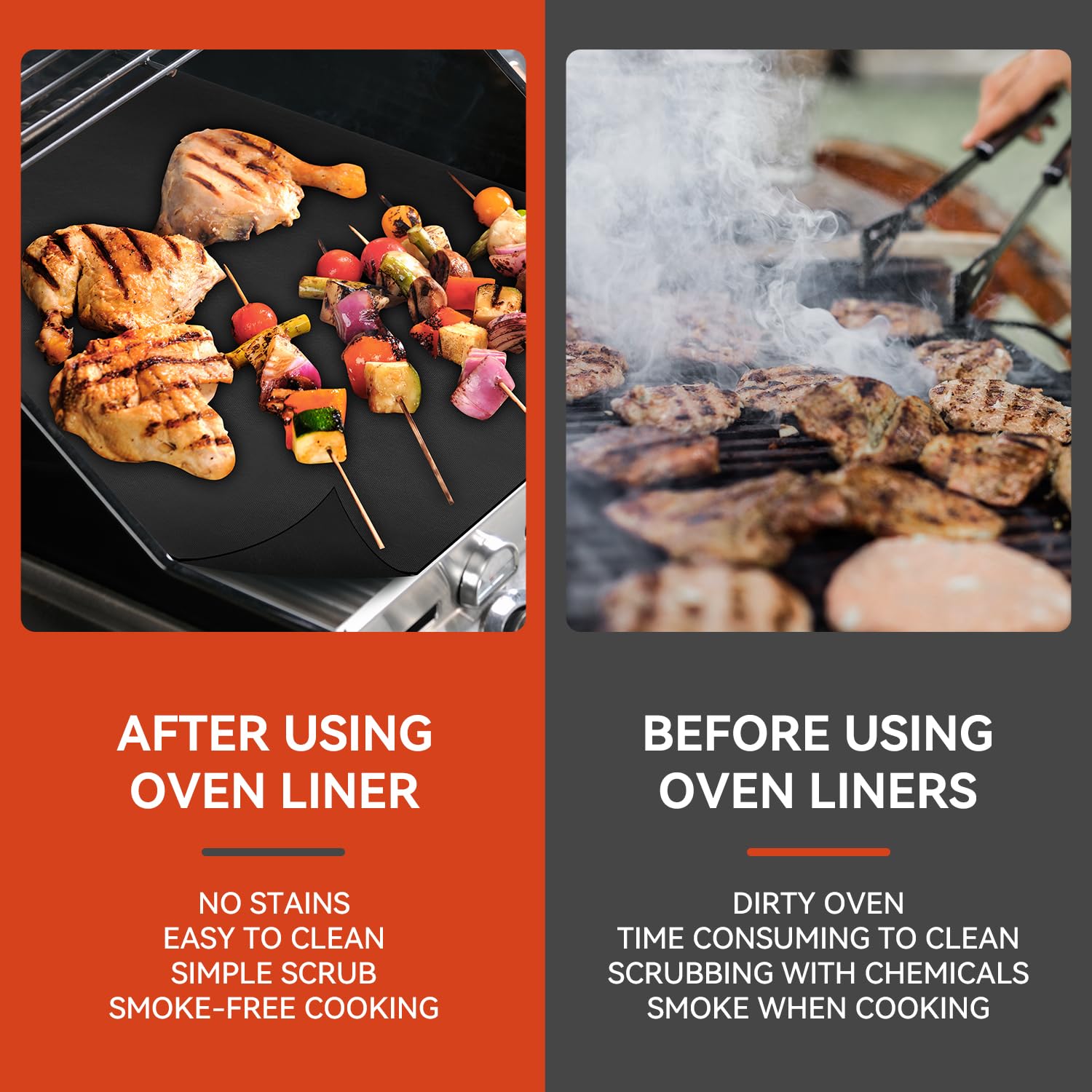 Mimekitchen oven liner nonstick teflon coating enables quick cleanup.