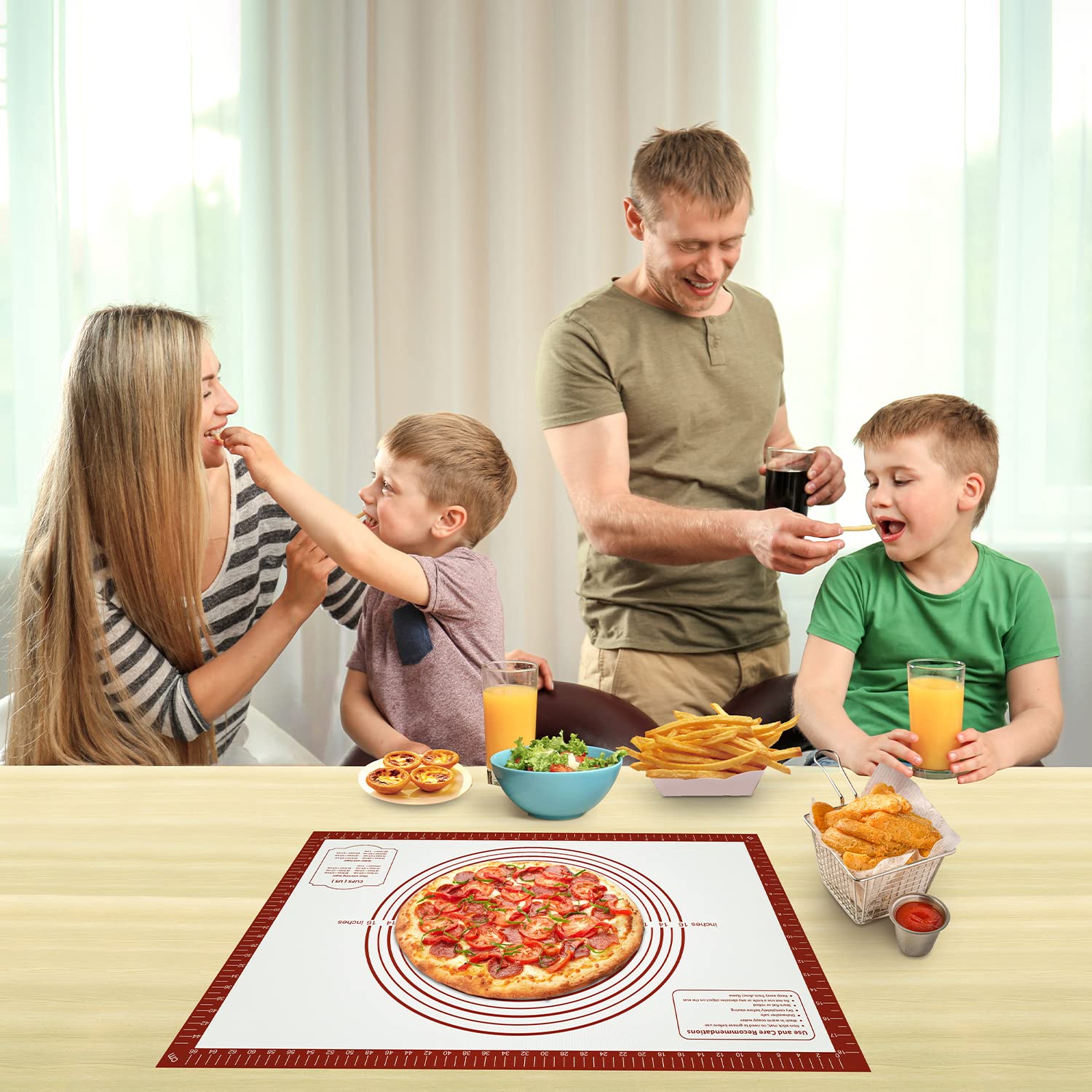 Mimekitchen mat laid on counter protecting surfaces during prep