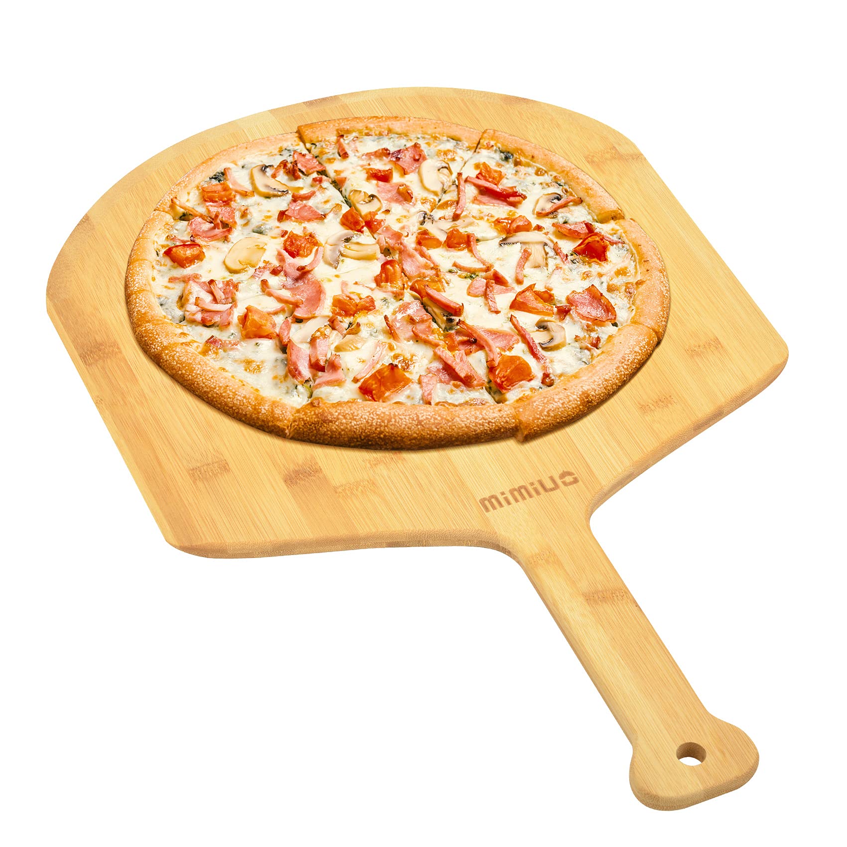 Mimiuo bamboo pizza peel 15-inch for easy, safe pizza transfer.