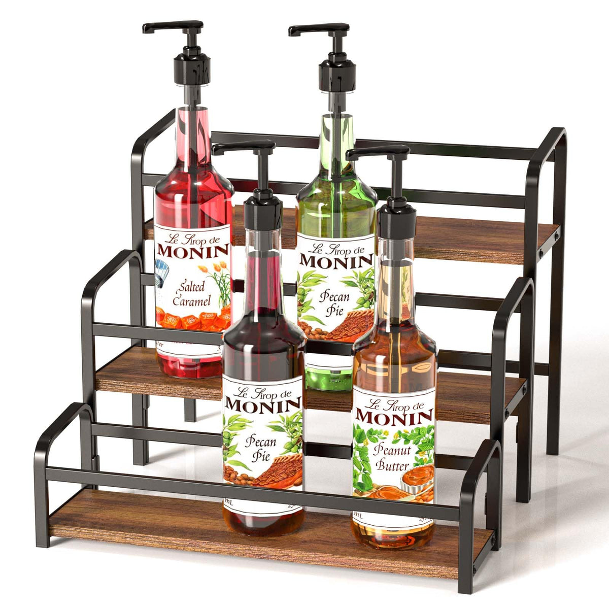 MIMIyasha coffee syrup organizer overview on countertop.