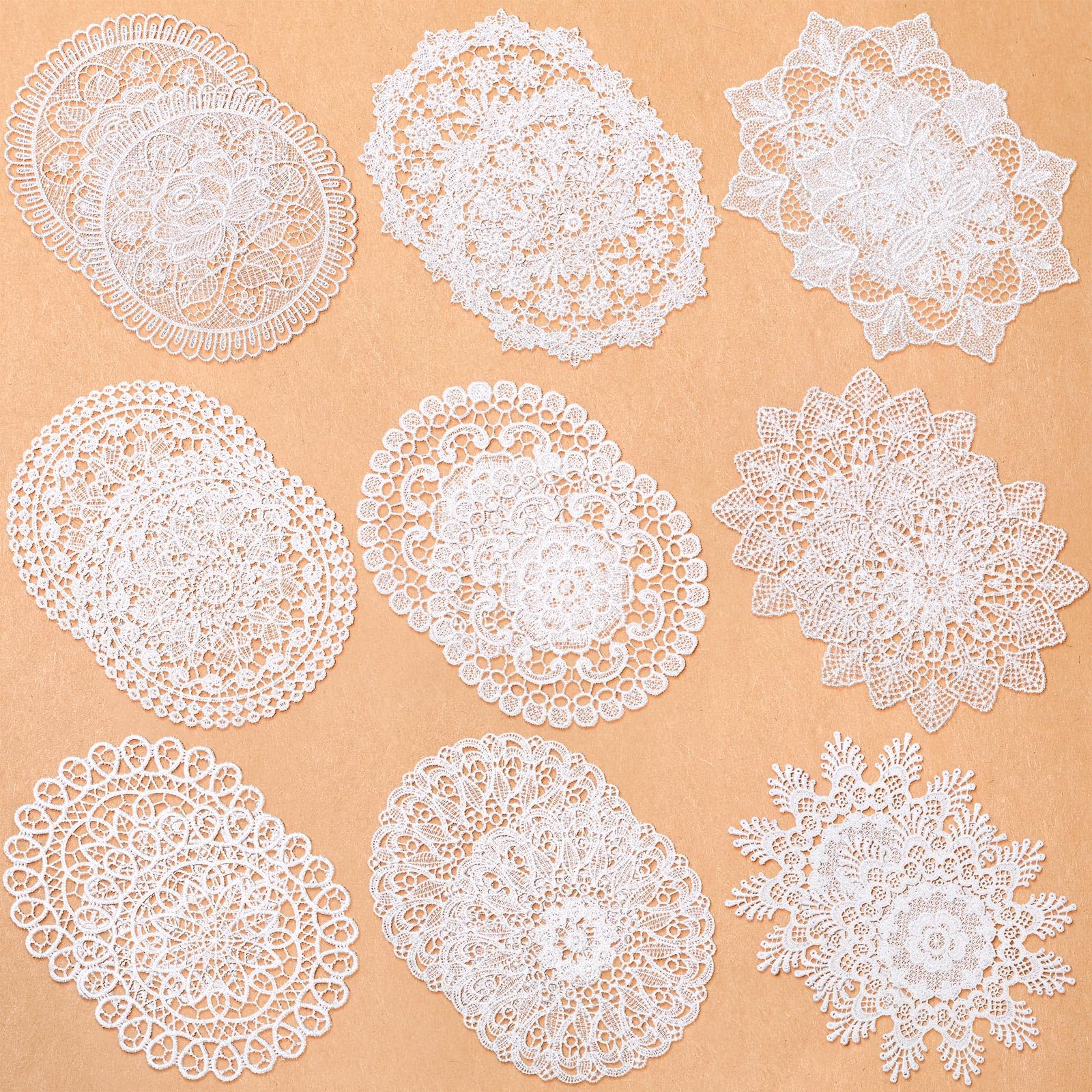 Mimorou 18-piece lace doilies set with vintage patterns for elegant table styling.