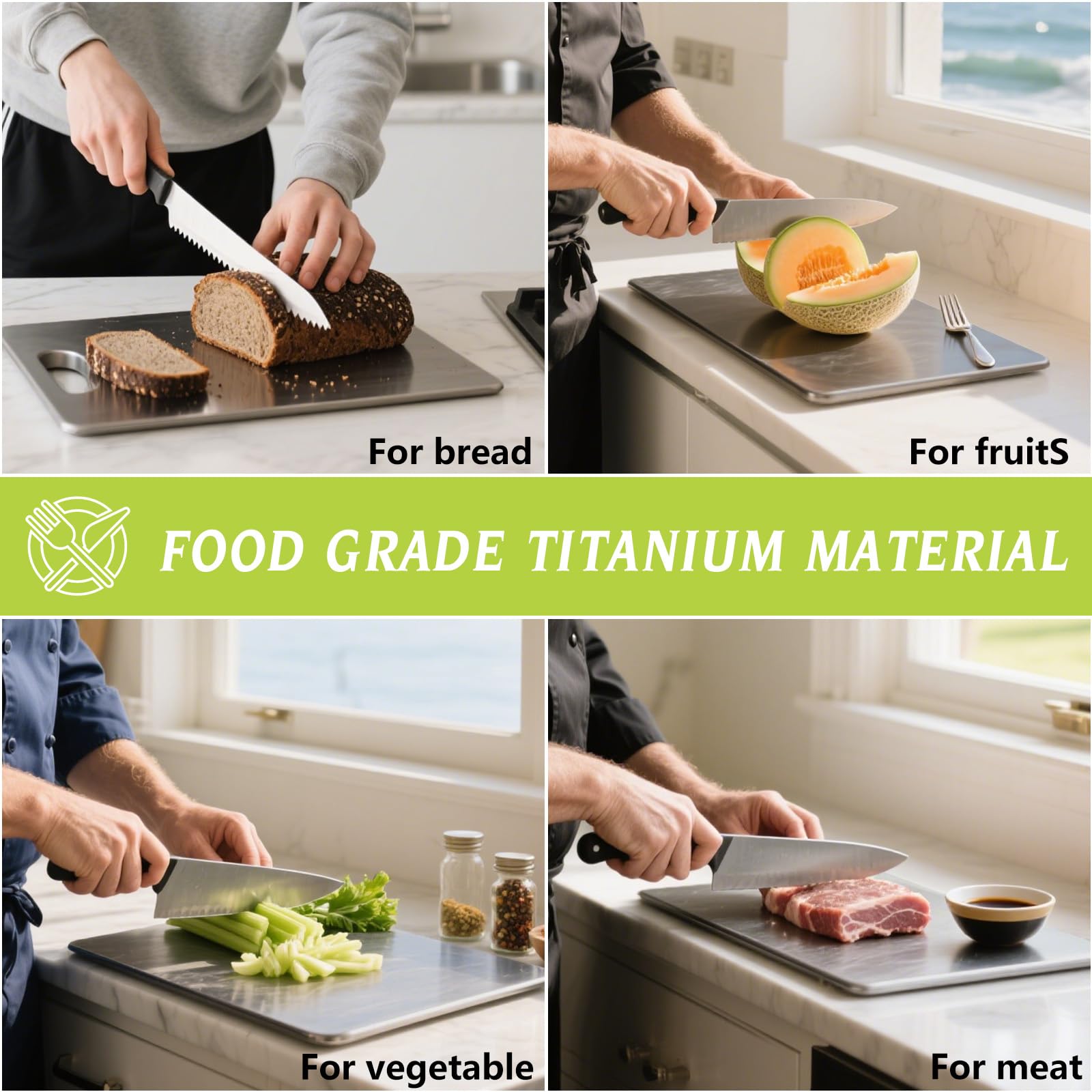 MINADCIN dishwasher safe titanium board; quick cleanup after cooking