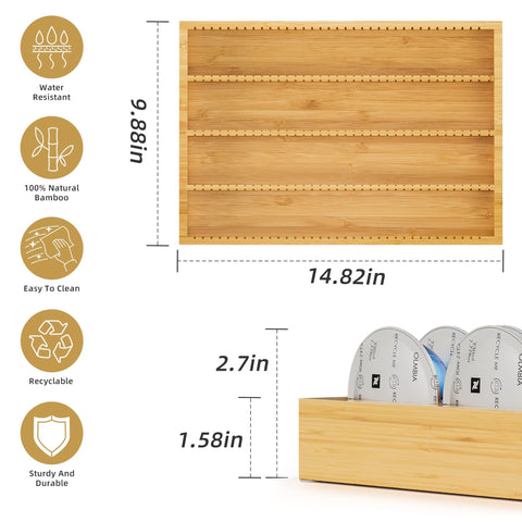 MinBoo bamboo pod drawer top view shows compact, stylish counter display.