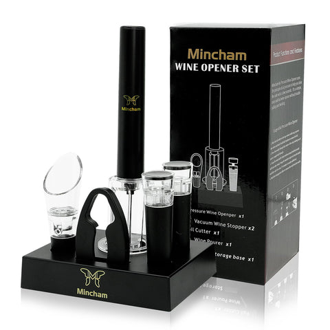 Mincham air pressure wine opener demonstrates effortless cork removal