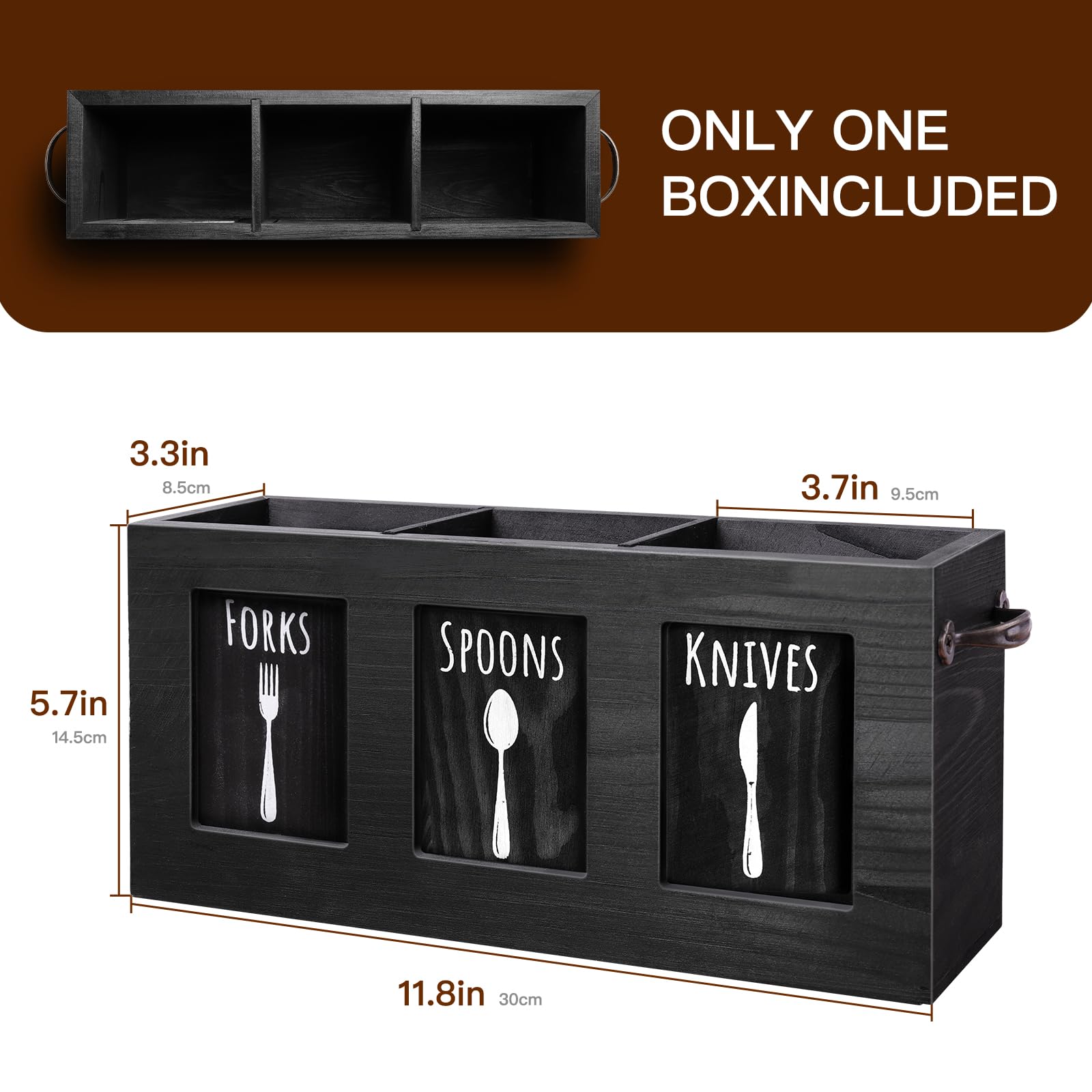 MINCORD three-compartment flatware caddy for easy indoor or outdoor dining.