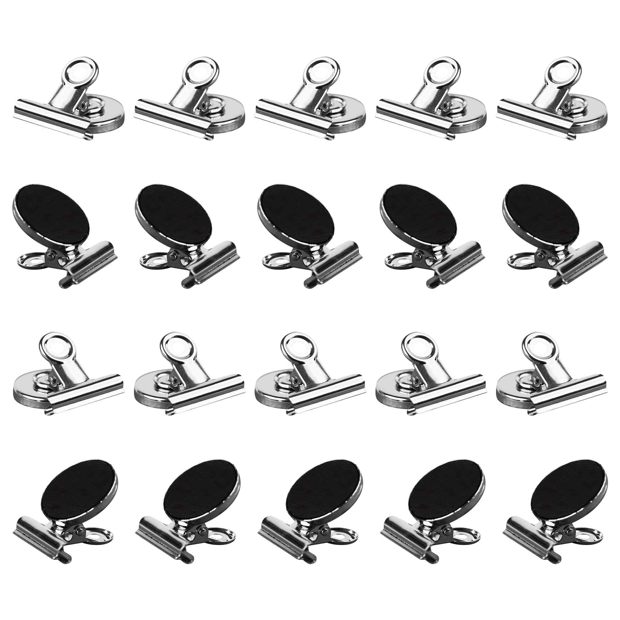 Mindful Design 20-pack heavy-duty magnetic clips for fridge securely hold notes and photos.