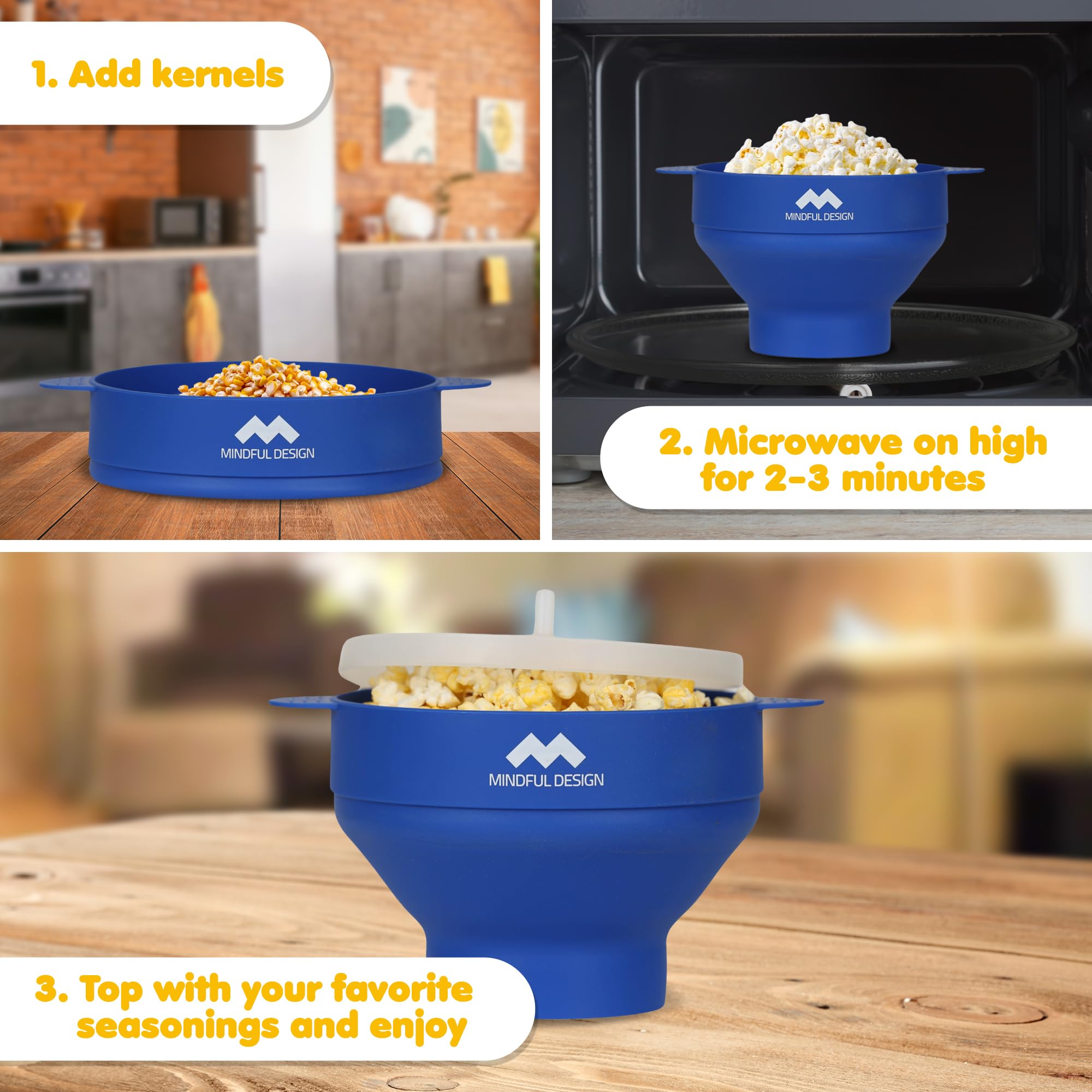 Mindful Design BPA-free silicone popper for durable, toxin-free snacking.