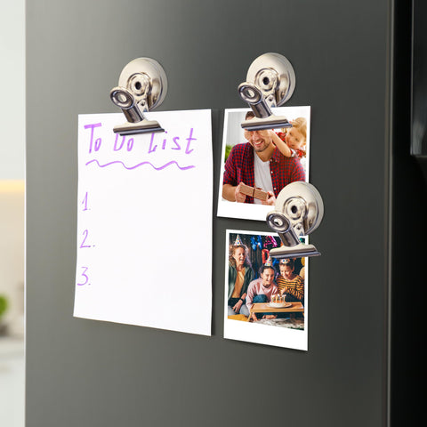 Mindful Design 20-pack magnetic clips help organize recipes, schedules, and artwork.