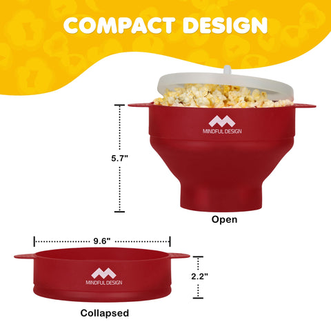 Mindful Design popcorn popper holds up to 15 cups of popped corn.