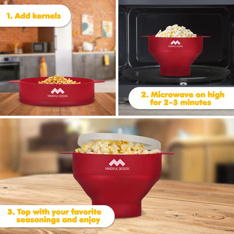 Mindful Design popcorn popper is dishwasher safe for easy cleanup.