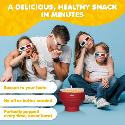 Mindful Design popcorn popper with lid and handles for safe family use.