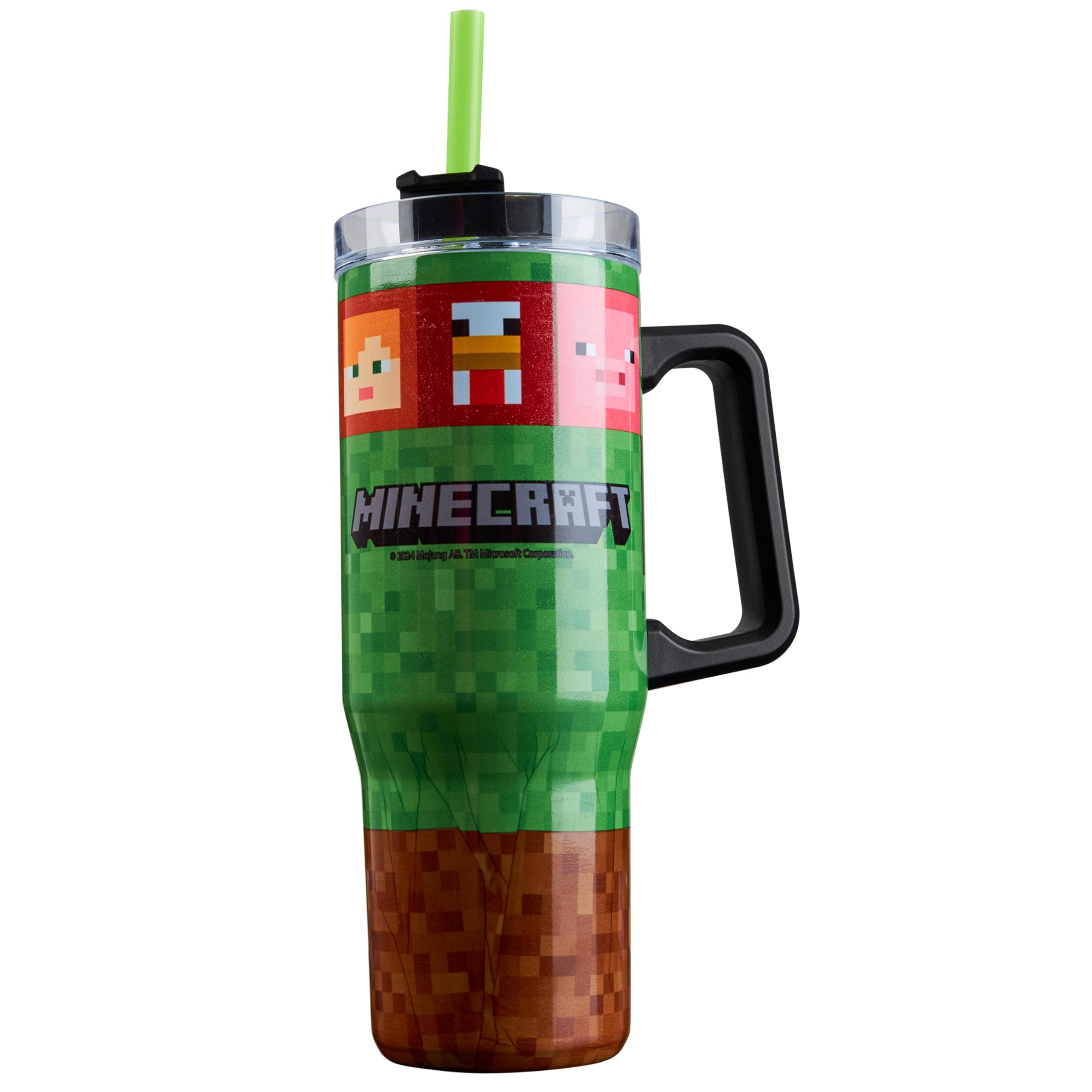 Minecraft insulated tumbler 33oz with vibrant graphics keeps drinks cold on the go.