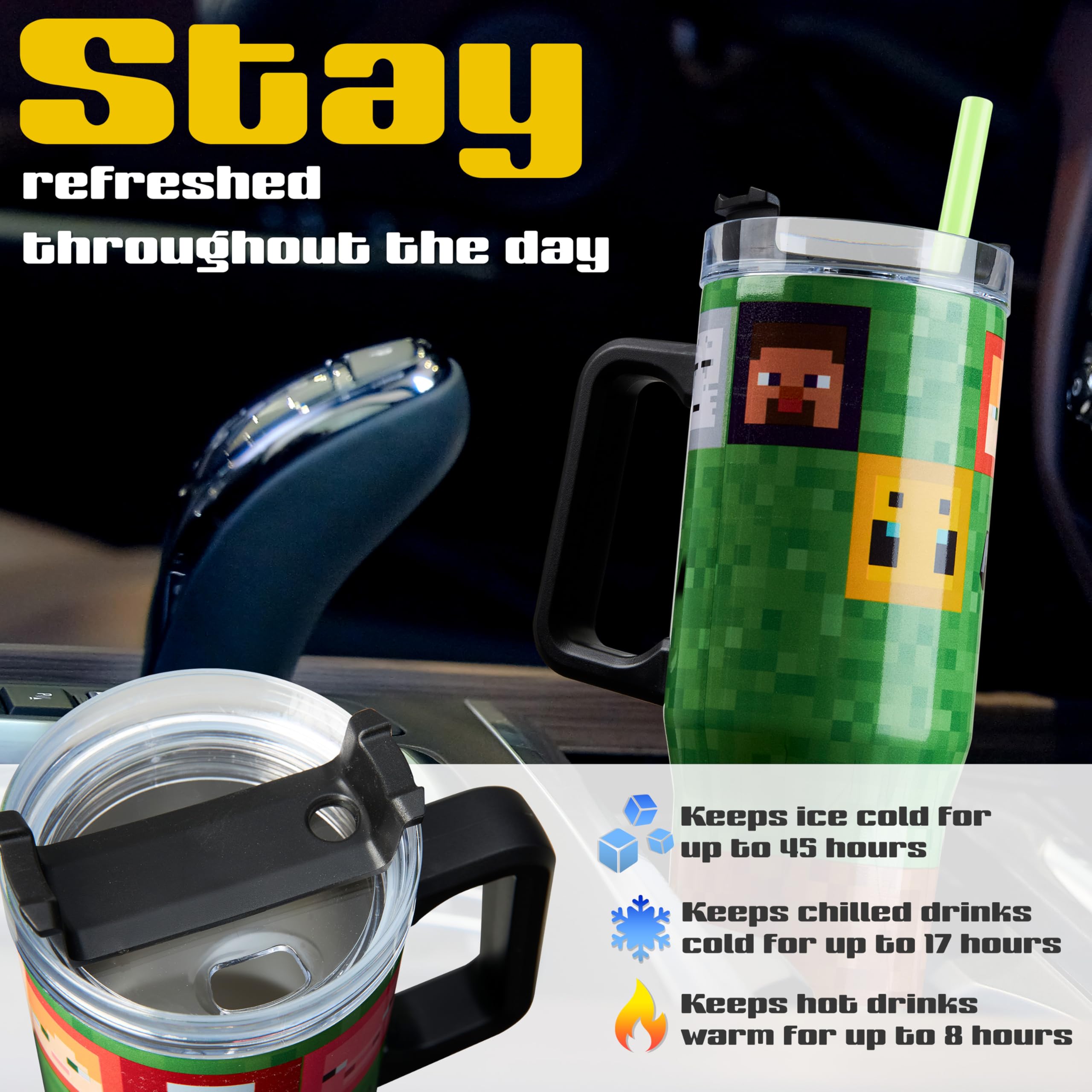 Minecraft tumbler gift-ready packaging suitable for birthdays and holidays.