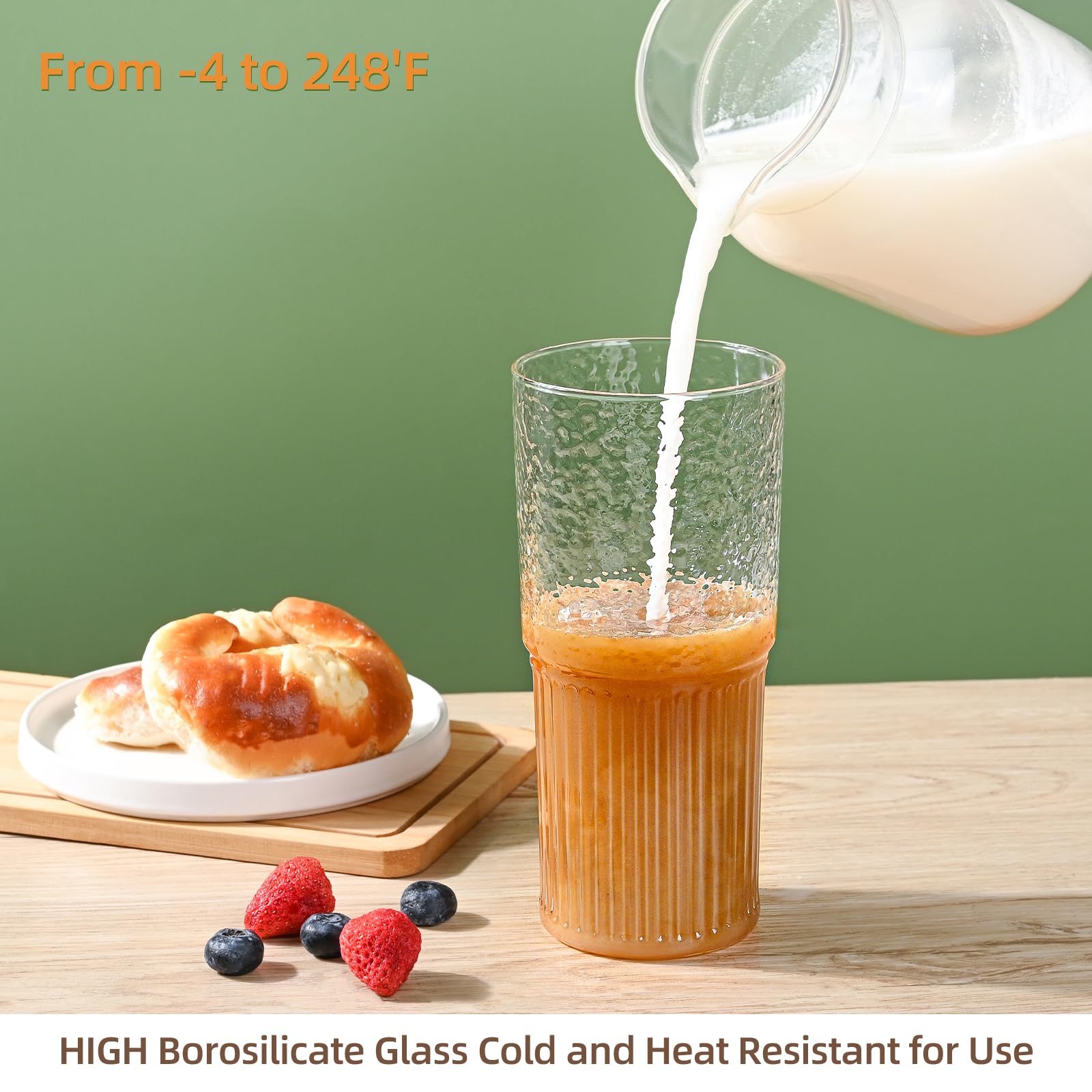 MINGHYZYA elegant hammered striped glass design offers a secure grip