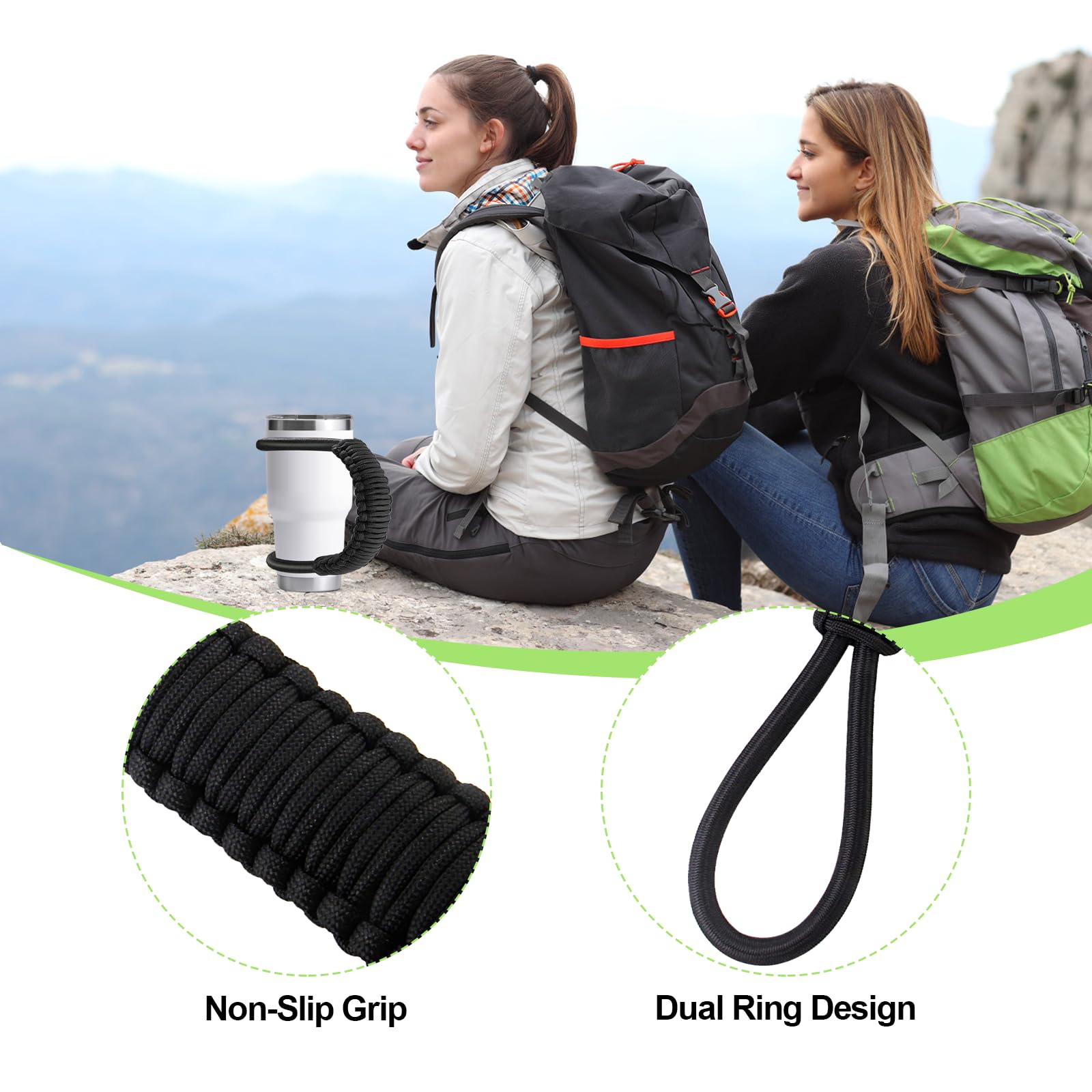 MingQiEven paracord handle fits Yeti and RTIC tumblers for versatile use.