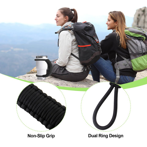 MingQiEven paracord handle fits Yeti and RTIC tumblers for versatile use.
