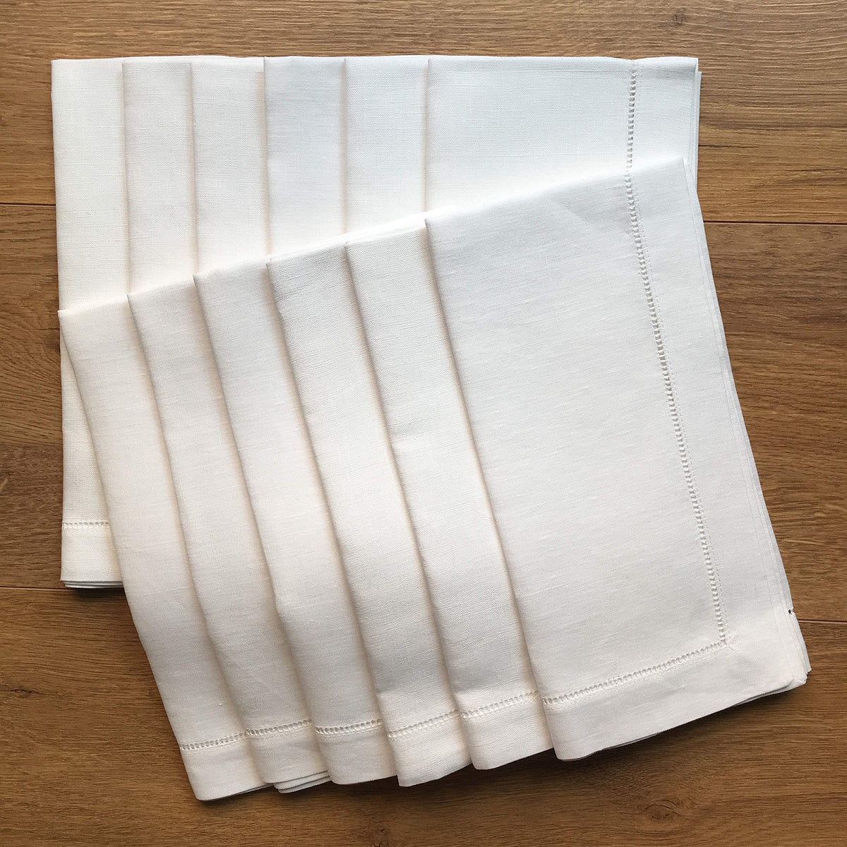 Minhcraft white linen napkin 20x20 with ladder hemstitch for elegant table setting