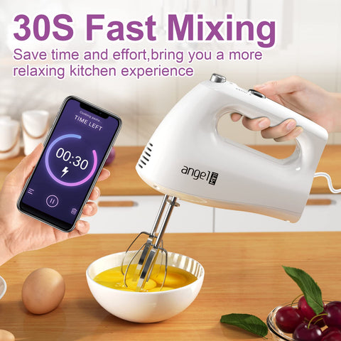 Mini Angel Hand Mixer storage accessory helps organize kitchen tools.