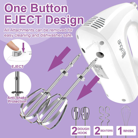 Mini Angel Hand Mixer vertical design keeps your counter tidy.