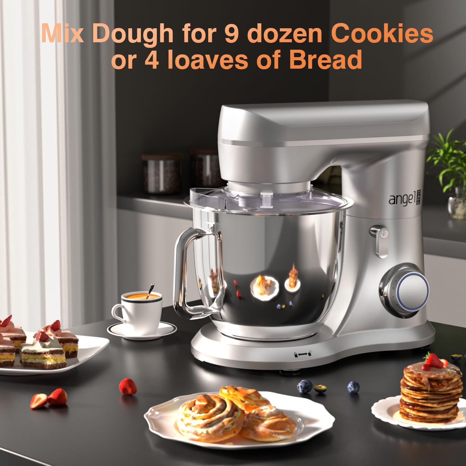 Anti-slip suction cups stabilize the mixer during use.