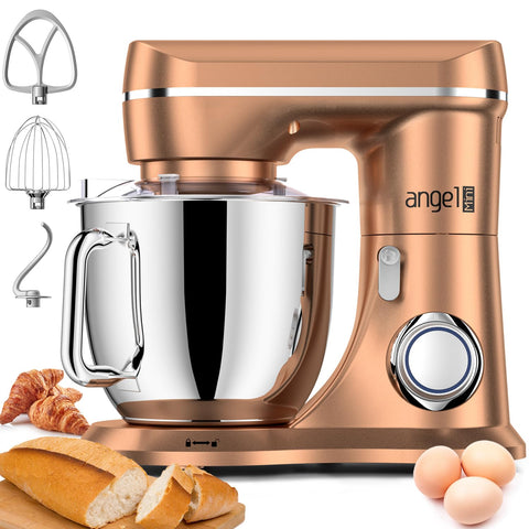 Mini Angel stand mixer champagne anti-slip suction keeps it steady.