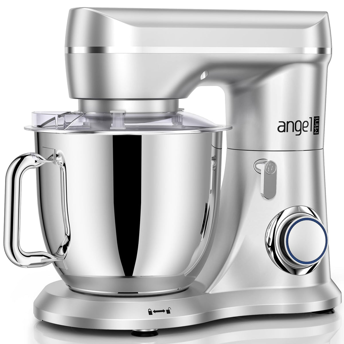 Mini Angel stand mixer with dough hook for easy kneading and home baking.