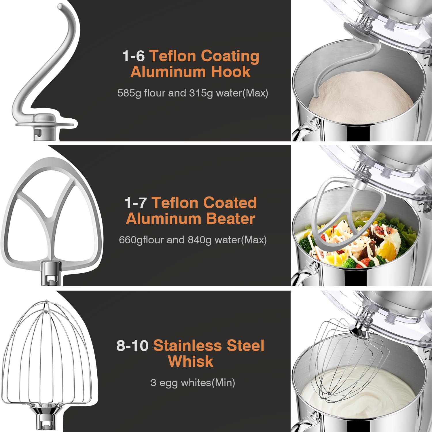Mini Angel stand mixer with flat beater for smooth batter mixing.
