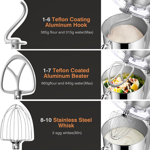 Mini Angel stand mixer with flat beater for smooth batter mixing.