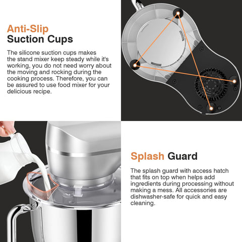Tilt-head design of Mini Angel mixer enables safe ingredient addition.