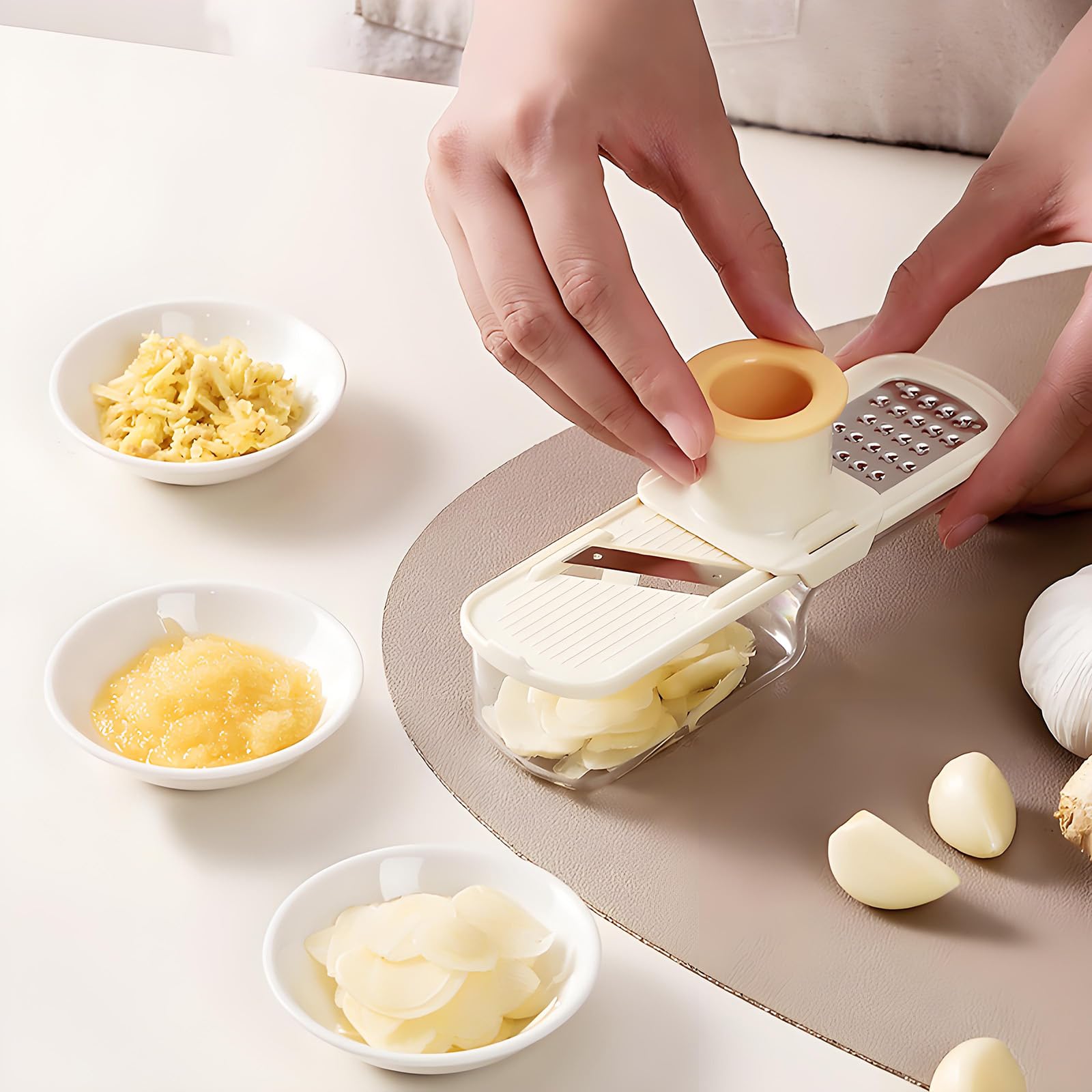 Mini Garlic Slicer gift ready green design suits holiday kitchen gifts