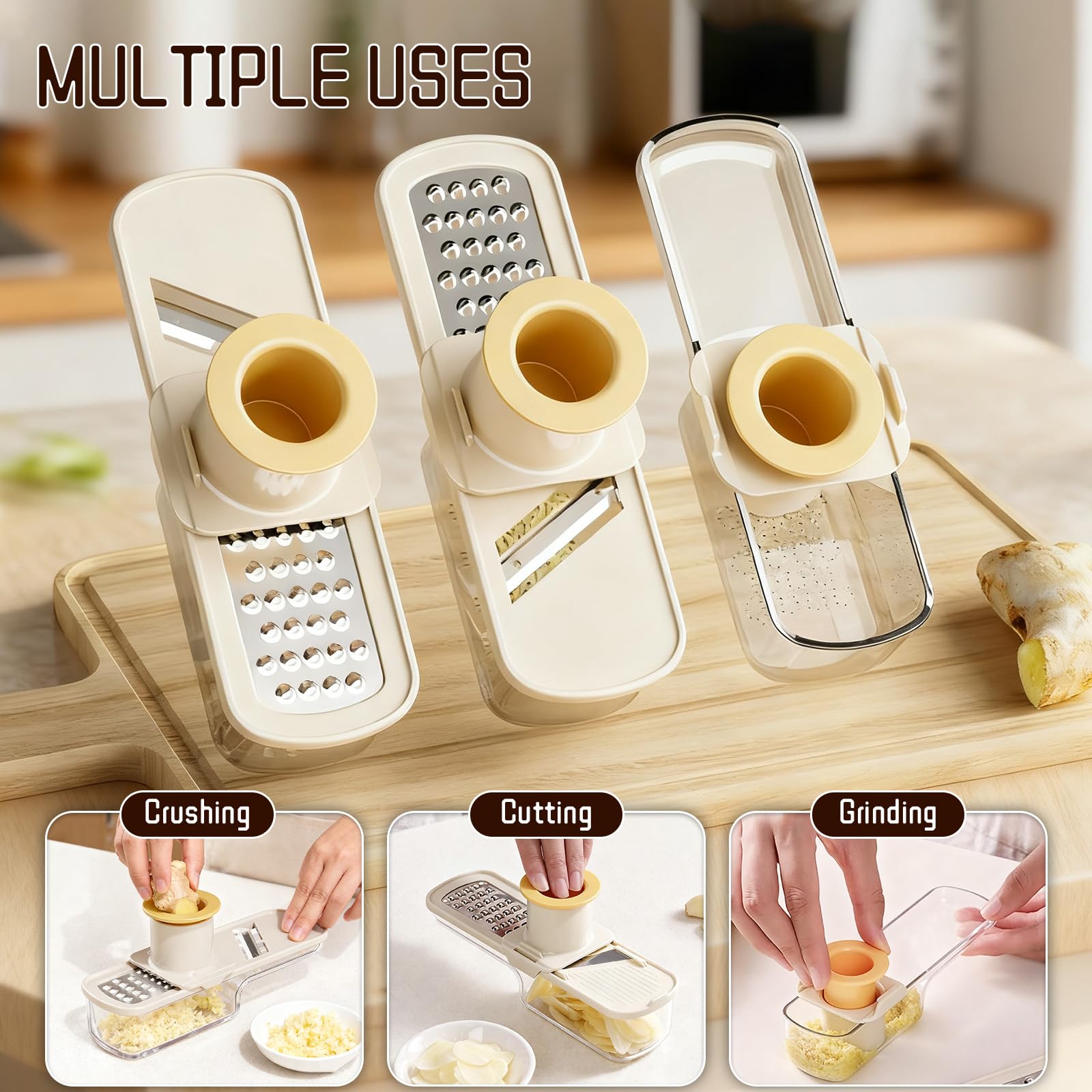 Mini Garlic Slicer ultra thin slice shows precise cuts for even cooking