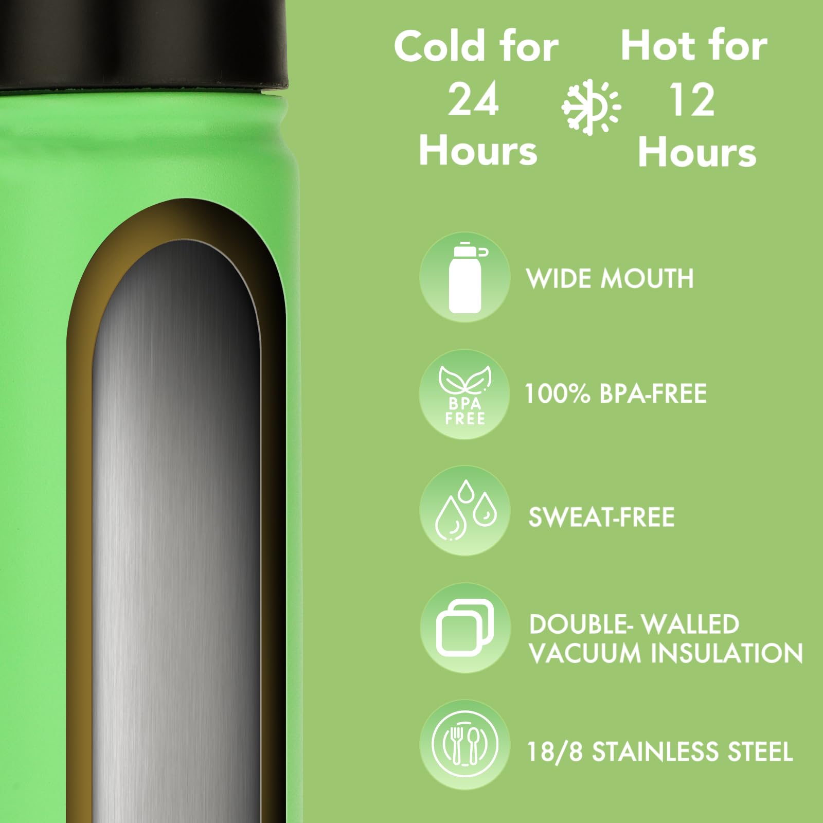 Mininoo double-wall stainless bottle maintains temperature and reduces condensation.