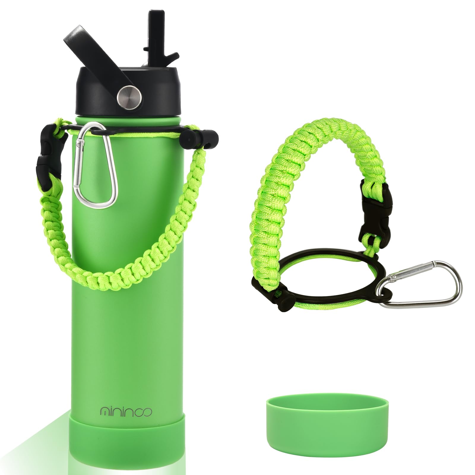 Mininoo 24oz bottle with straw lid for spill-free sipping on the go.