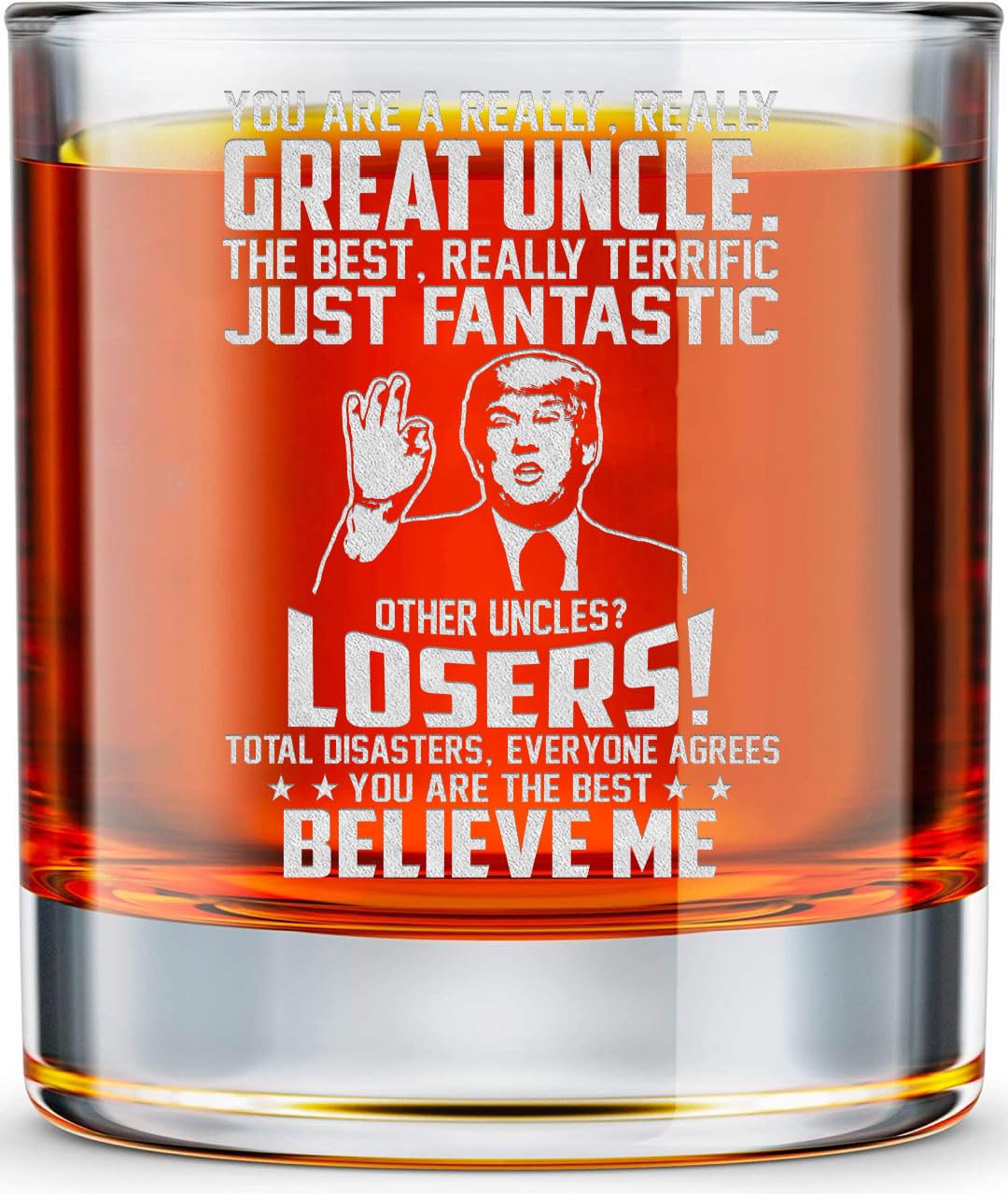 MINIVINE whiskey rock glass 10oz for Uncle gifts, ideal for festive toasts