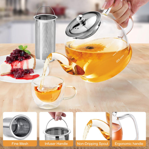 MINO ANT blooming tea-ready teapot showing flowers inside