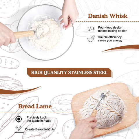 MINO ANT Danish dough whisk blends dough smoothly for starter prep