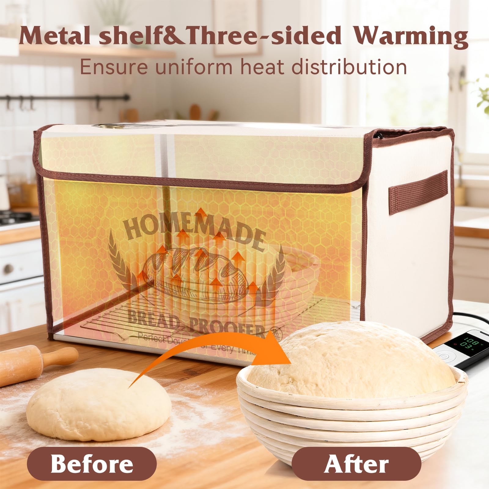 MINO ANT foldable-dough-proofing-box stored neatly to save kitchen space.