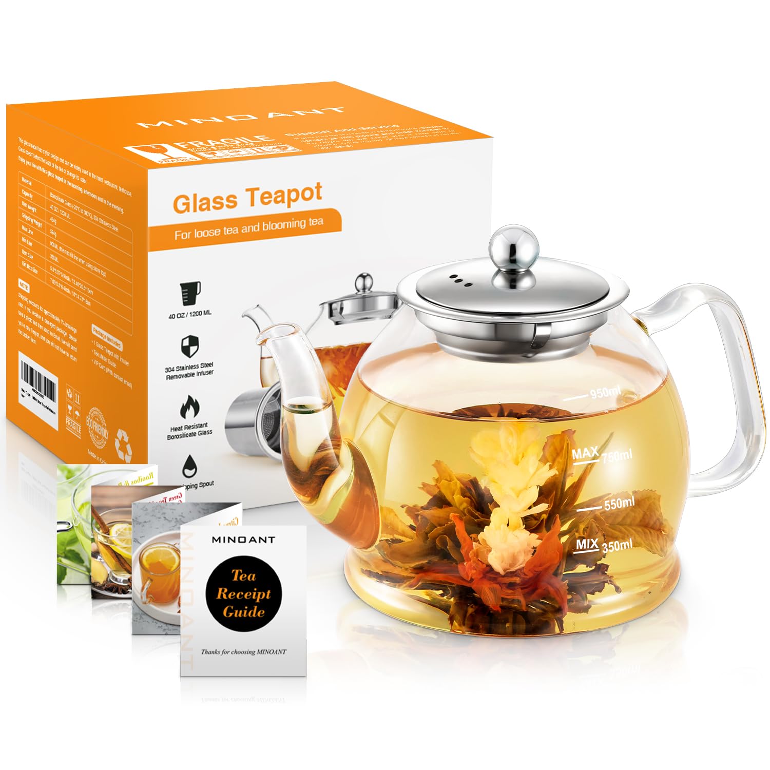 MINO ANT no-drip spout teapot keeps counters clean