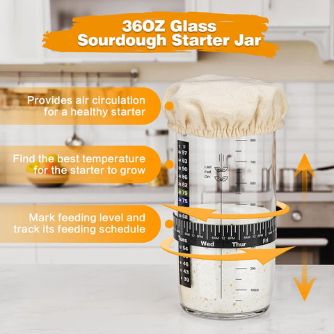 MINO ANT temperature sticker shows real-time starter heat for fermentation control.