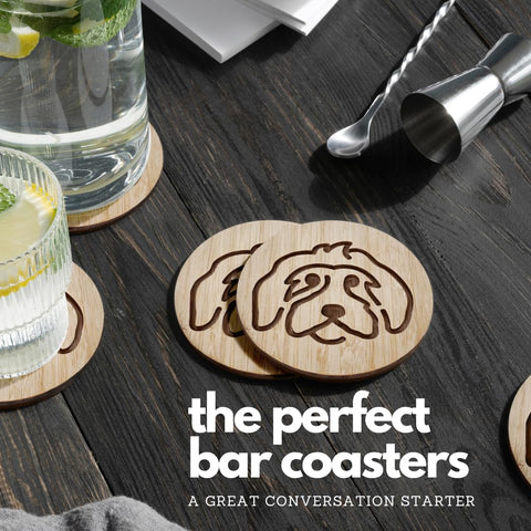 Mint Bucket smooth-sanded bamboo coasters resist scratches for long-lasting use.