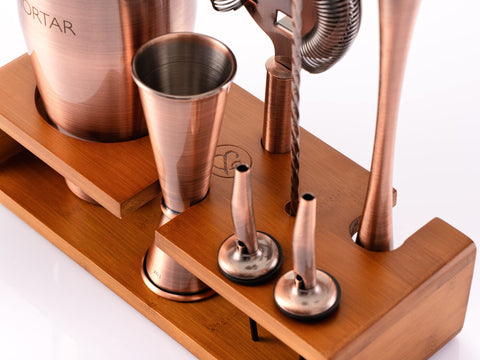 Mint & Mortar liquor pourers help controlled pours without spills.