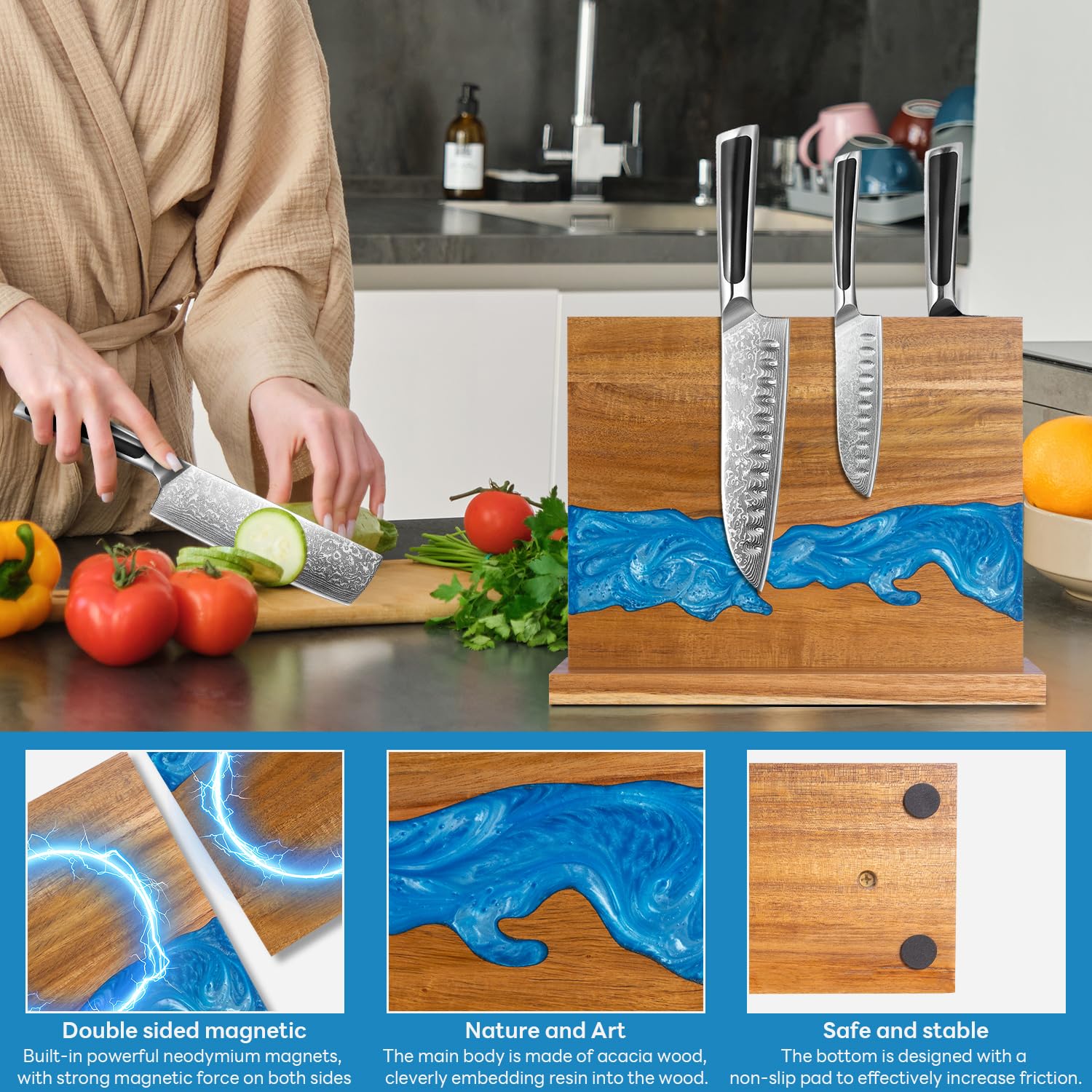 Minyuexia double-sided magnetic design provides flexible knife access from either side.