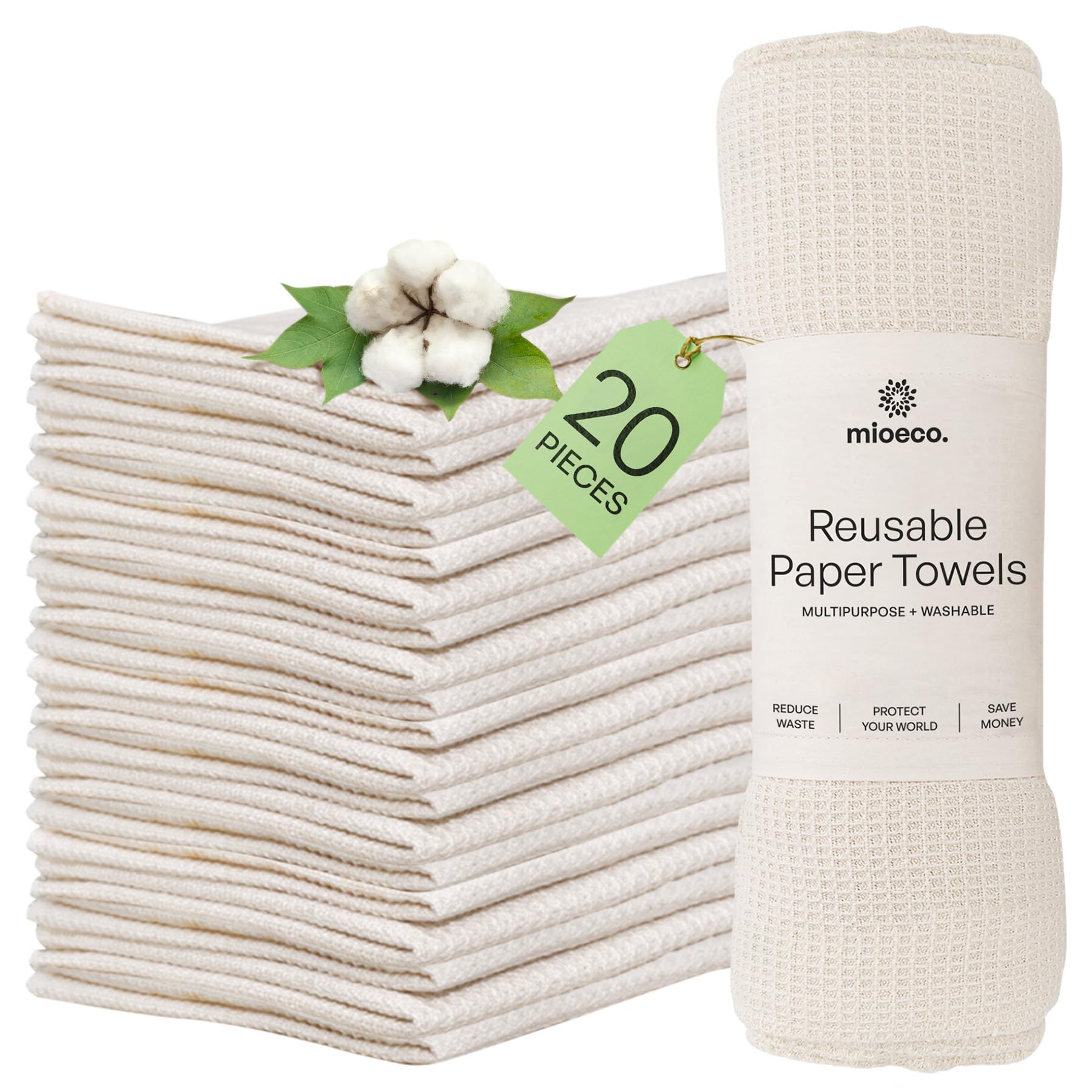Mioeco unPaper towels pack front, eco-friendly kitchen cleanup.