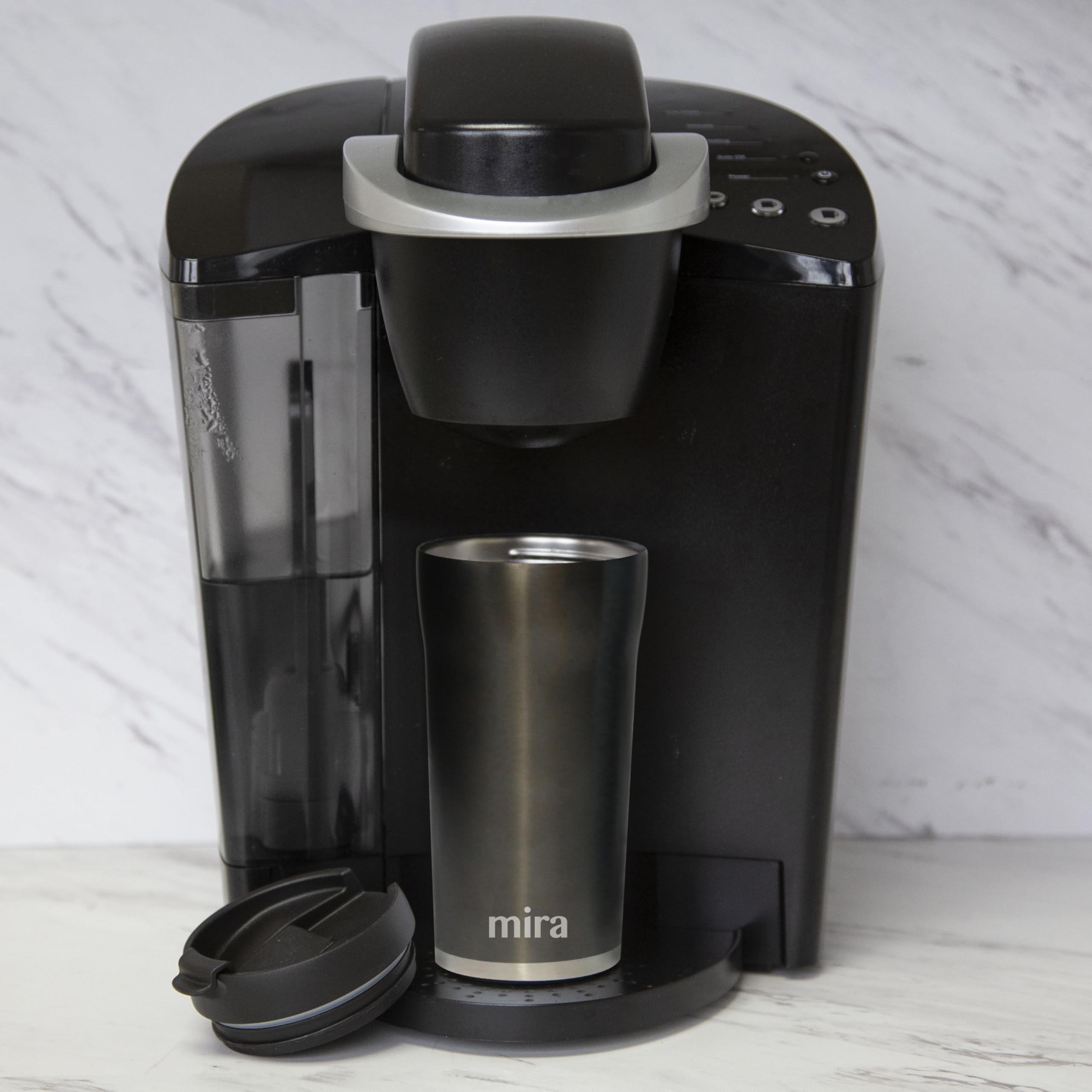 MIRA stainless steel mug close-up showcases durable, flavor-preserving materials.